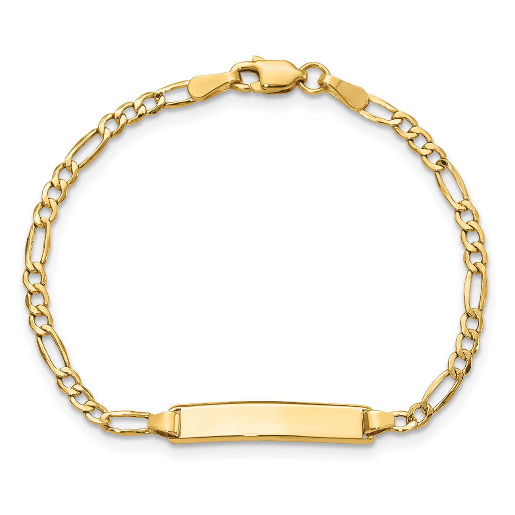 10K Semi-Solid Chain/Solid Plate Figaro Link 23x4.5mm Plate 6 inch Baby/Child ID Bracelet - view 4