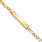 10K Semi-Solid Chain/Solid Plate Figaro Link 23x4.5mm Plate 6 inch Baby/Child ID Bracelet - 7 in