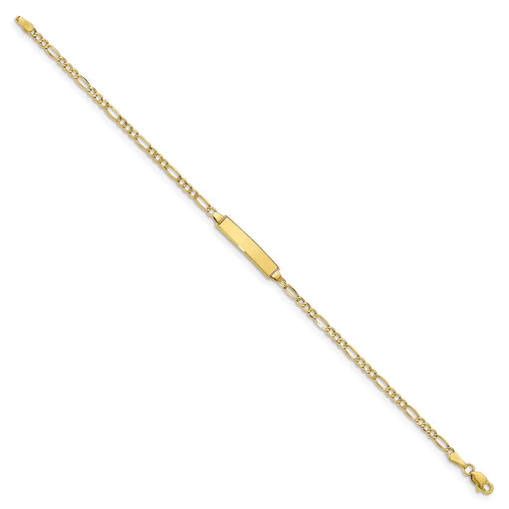 10k Polished Semi-Solid Chain/Solid Plate Figaro Link 20x4mm Plate 8 inch ID Bracelet