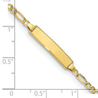 10k Polished Semi-Solid Chain/Solid Plate Figaro Link 20x4mm Plate 8 inch ID Bracelet