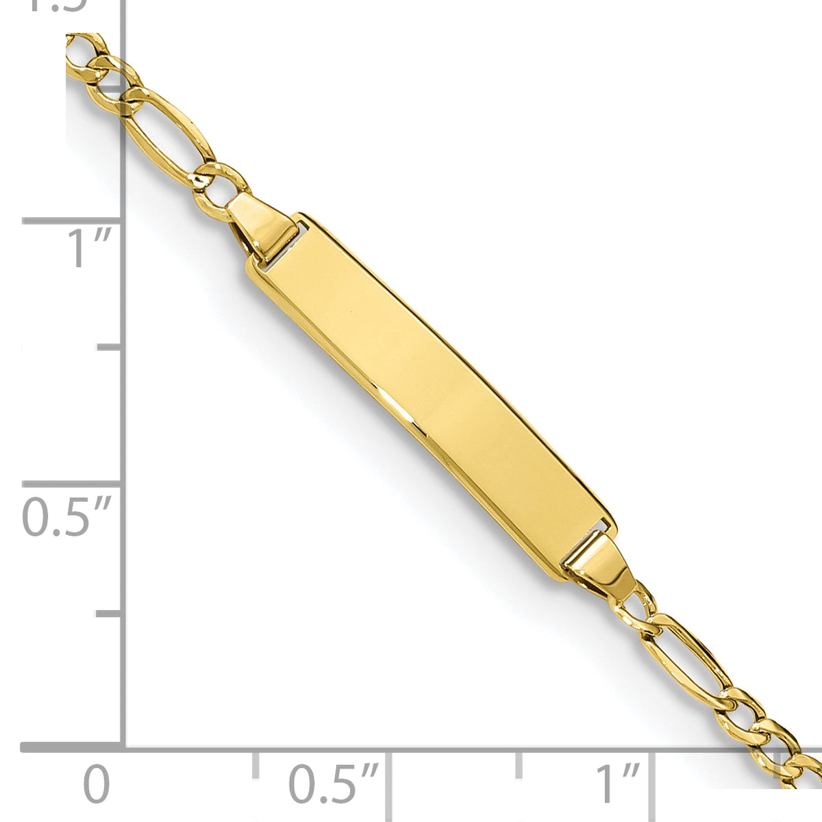 10k Polished Semi-Solid Chain/Solid Plate Figaro Link 20x4mm Plate 8 inch ID Bracelet