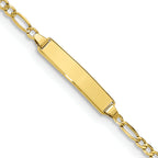 10k Polished Semi-Solid Chain/Solid Plate Figaro Link 20x4mm Plate 8 inch ID Bracelet