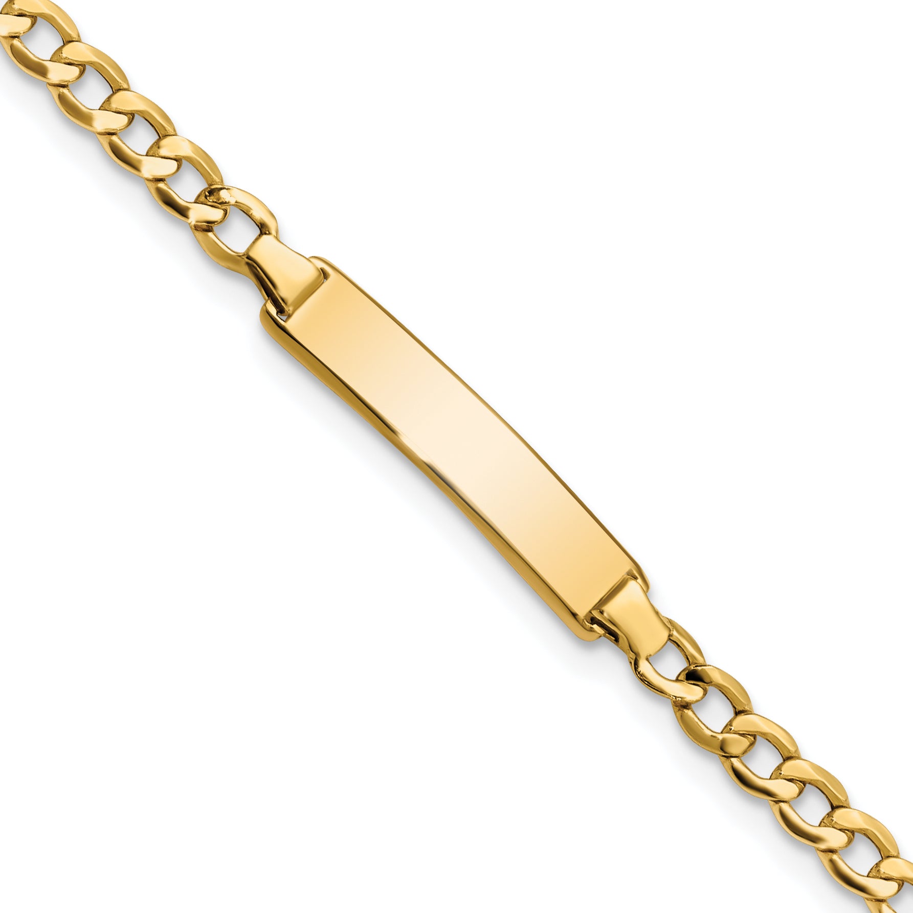 10K Semi-Solid Chain/Solid Plate Cuban Link 23.5x4.5mm Plate 5.5 inch Baby/Child ID Bracelet - 5.5 in