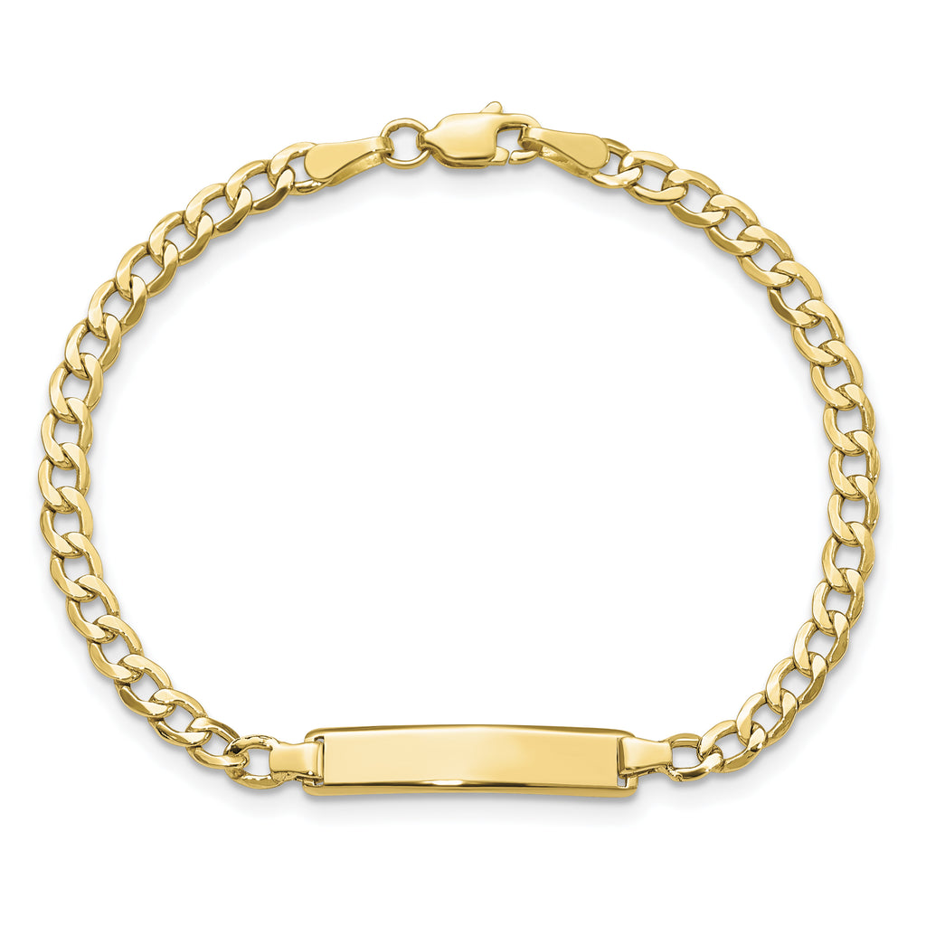 10K Semi-Solid Chain/Solid Plate Cuban Link 23.5x4.5mm Plate 5.5 inch Baby/Child ID Bracelet - view 4