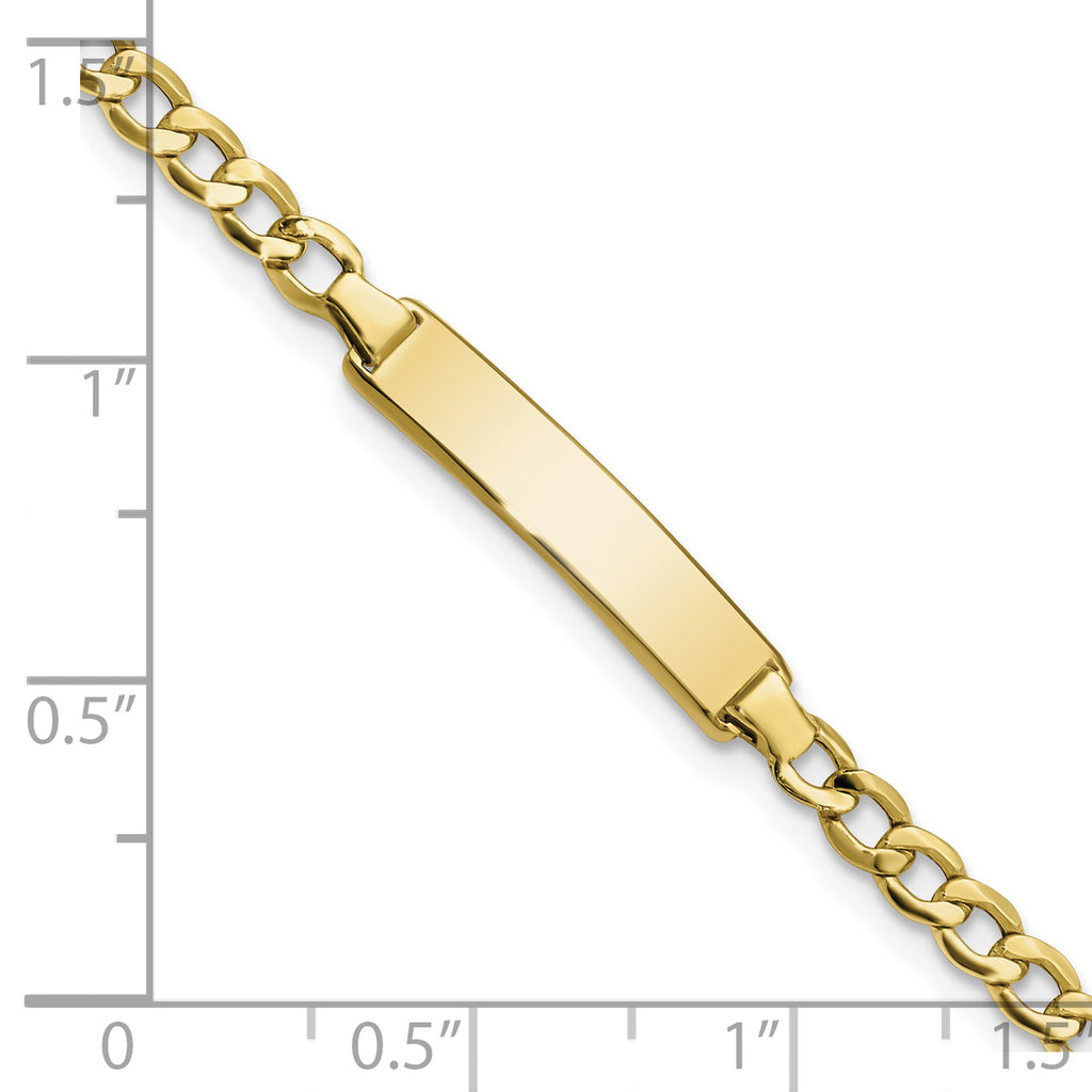 10K Semi-Solid Chain/Solid Plate Cuban Link 23.5x4.5mm Plate 5.5 inch Baby/Child ID Bracelet - view 3