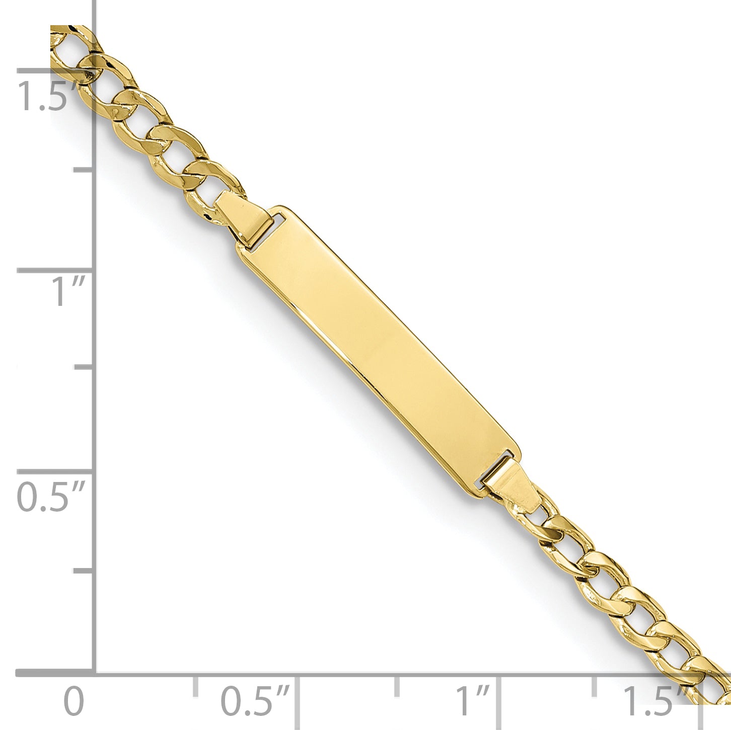 10K Semi-Solid Chain/Solid Plate Cuban Link 23.5x4.5mm Plate 5.5 inch Baby/Child ID Bracelet - view 3