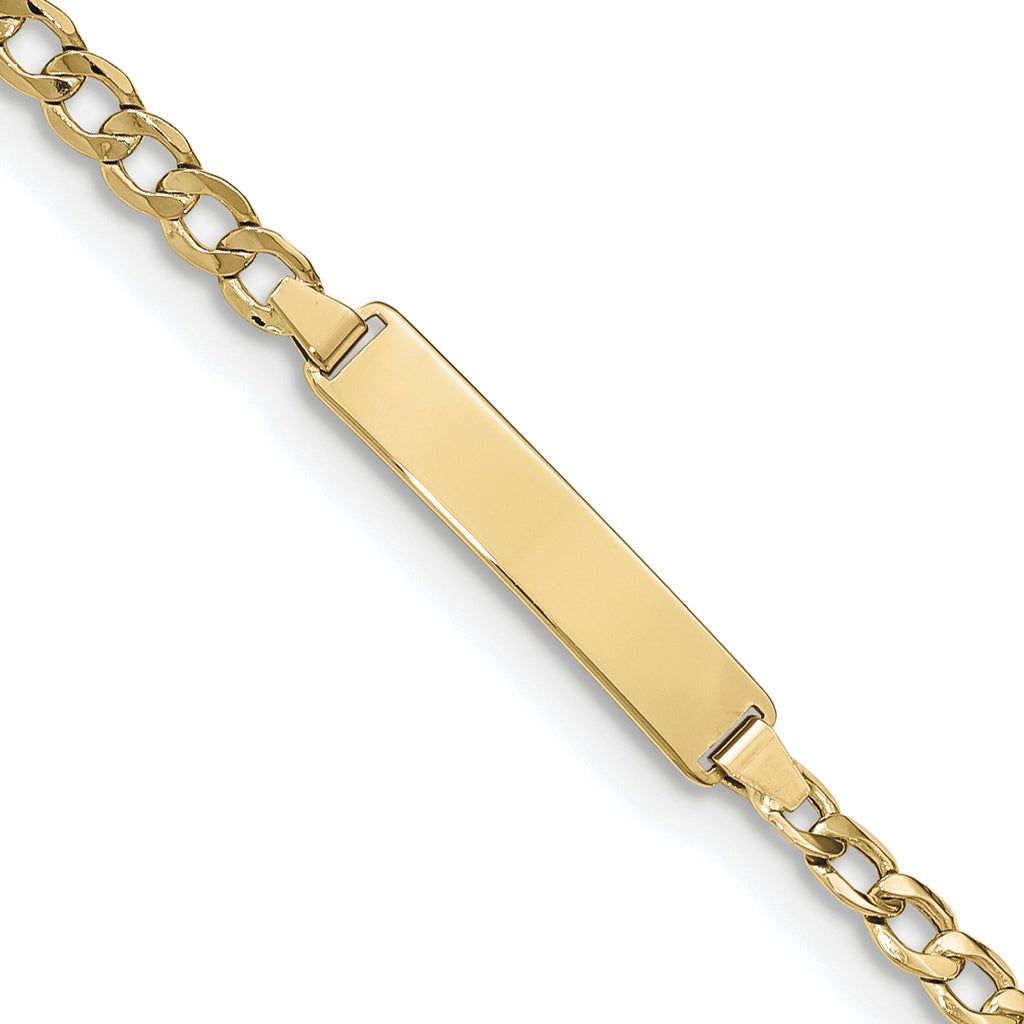 10K Semi-Solid Chain/Solid Plate Cuban Link 23.5x4.5mm Plate 5.5 inch Baby/Child ID Bracelet - 8 in