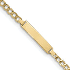 10K Semi-Solid Chain/Solid Plate Cuban Link 23.5x4.5mm Plate 5.5 inch Baby/Child ID Bracelet - 8 in
