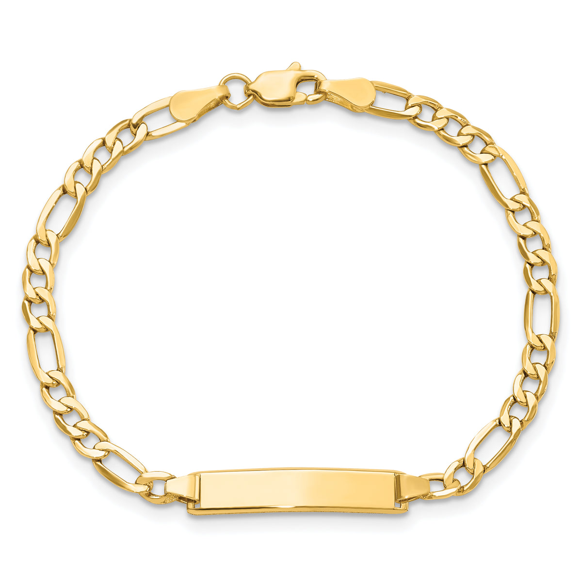 10k Polished Semi-Solid Chain/Solid Plate Figaro Link 23x4mm Plate 7 inch ID Bracelet
