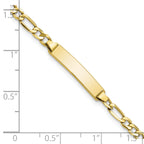 10k Polished Semi-Solid Chain/Solid Plate Figaro Link 23x4mm Plate 8 inch ID Bracelet