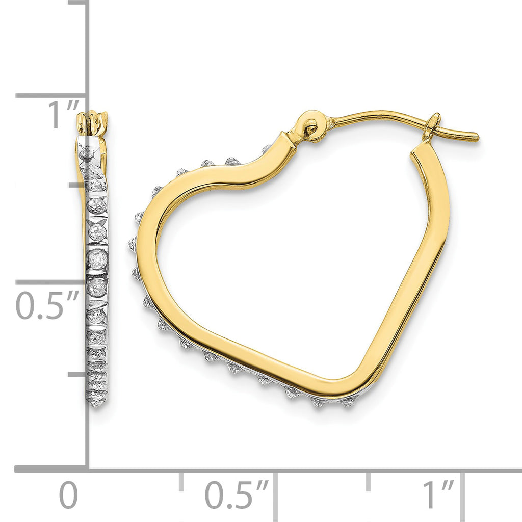 Diamond Fascination Heart Hoop Earrings in 10K Yellow Gold, 16mm (0.01 ct. tw.) - Sophia Jewelers