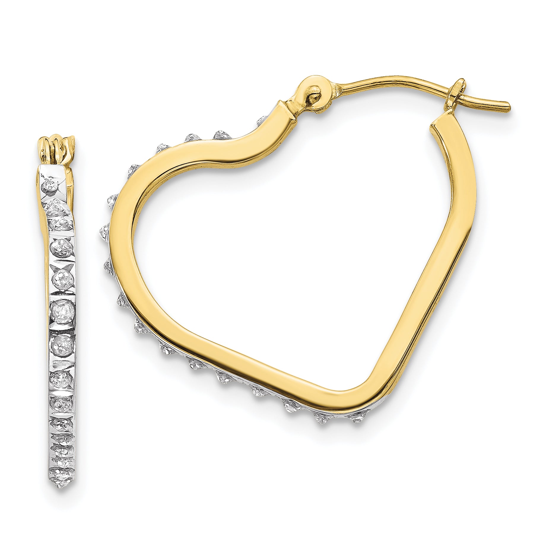 10k Diamond Fascination Heart Hoop Earrings Main image