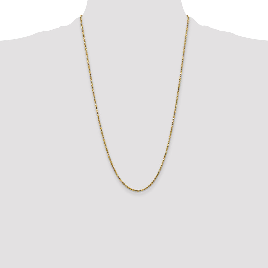 10K None 2.5mm Rope Chain Necklace - view 4