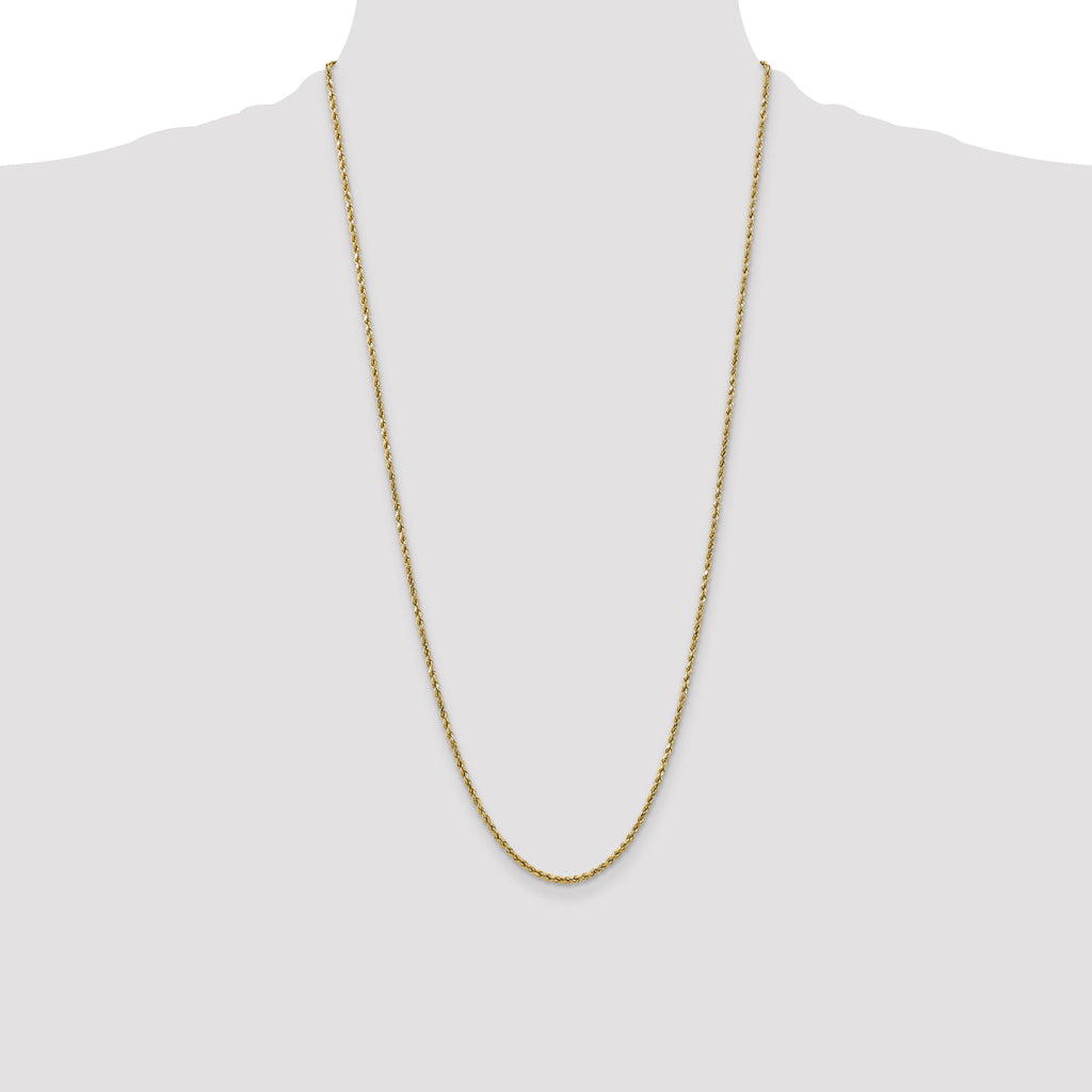 10K None 2.5mm Rope Chain Necklace - view 4