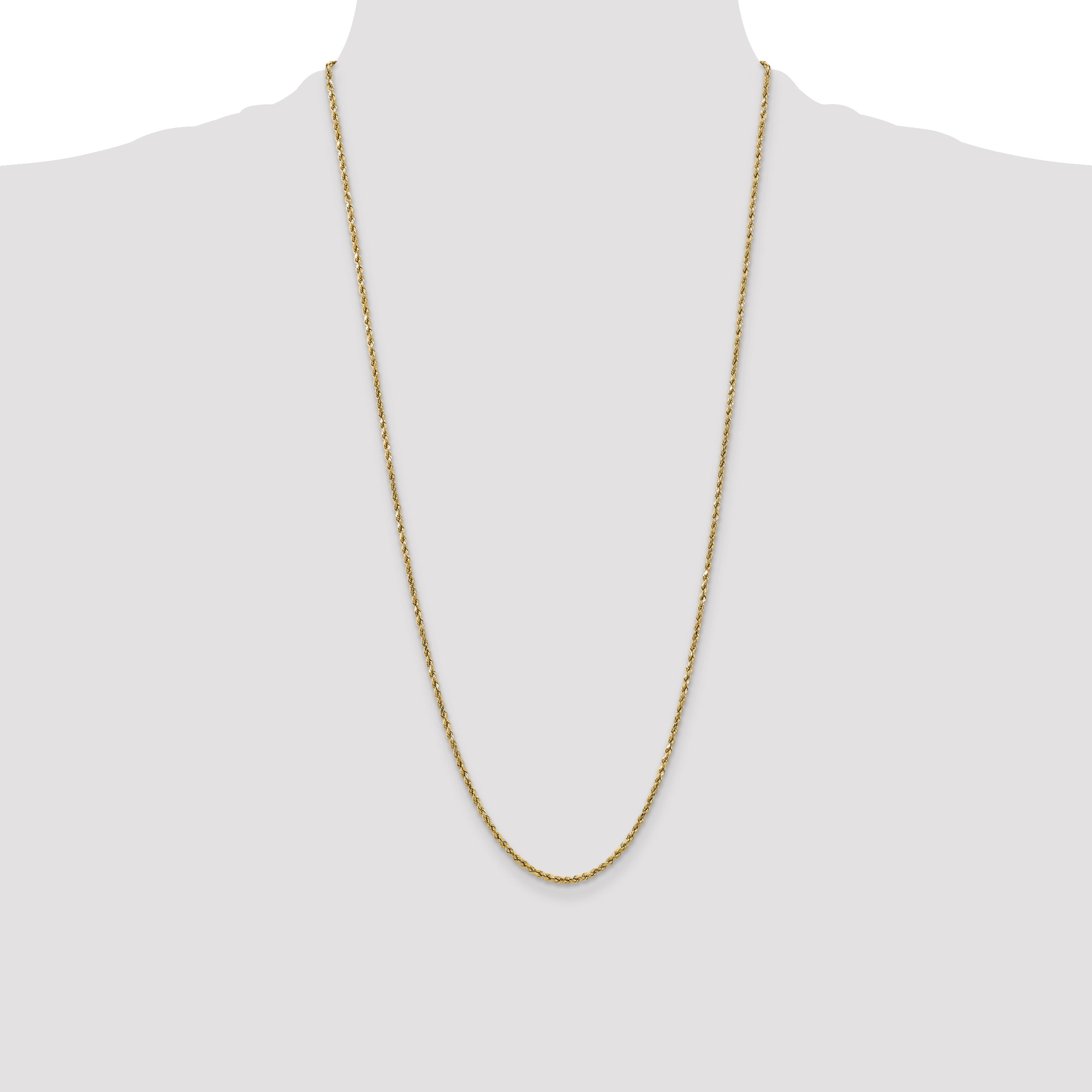 10K None 2.5mm Rope Chain Necklace - view 4