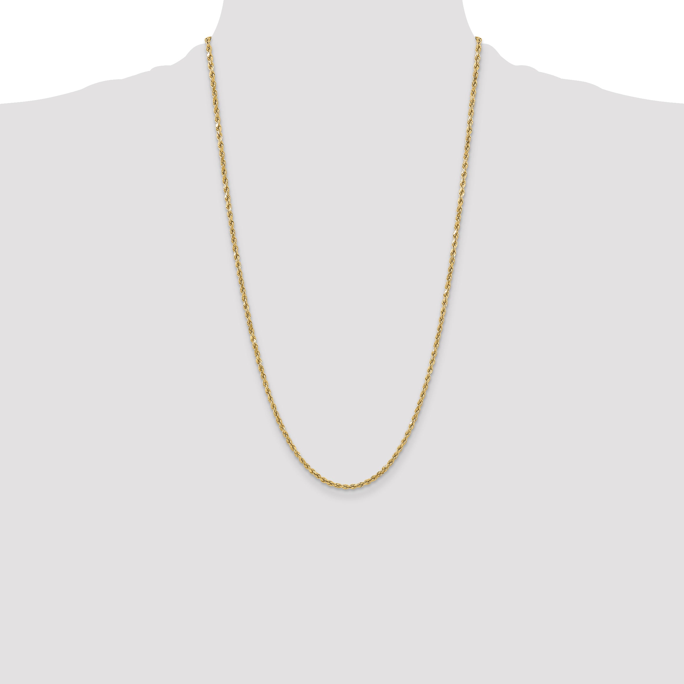 10K None 3.0mm Rope Chain Necklace - view 4