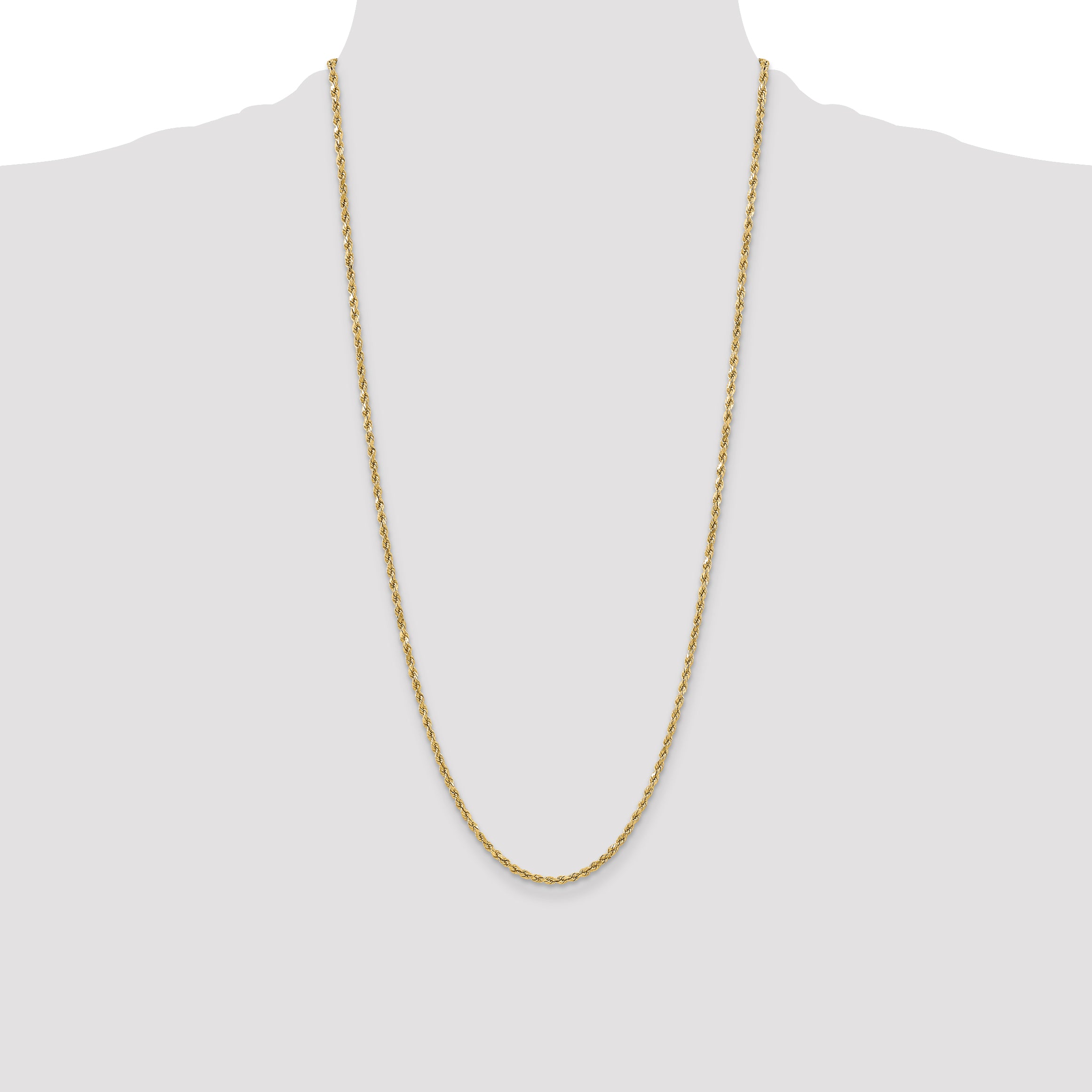10K None 3.0mm Rope Chain Necklace - view 4