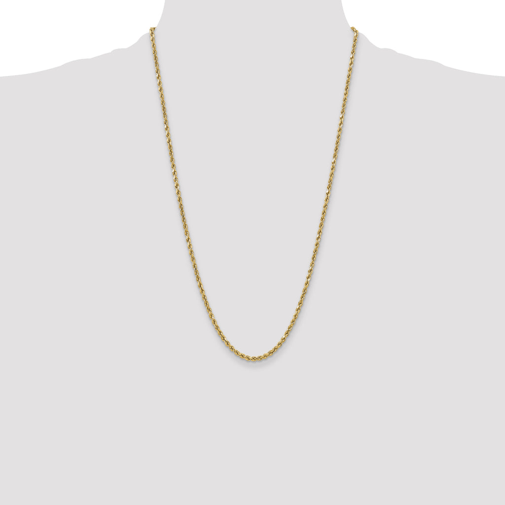 10K None 3.5mm Rope Chain Necklace - view 4
