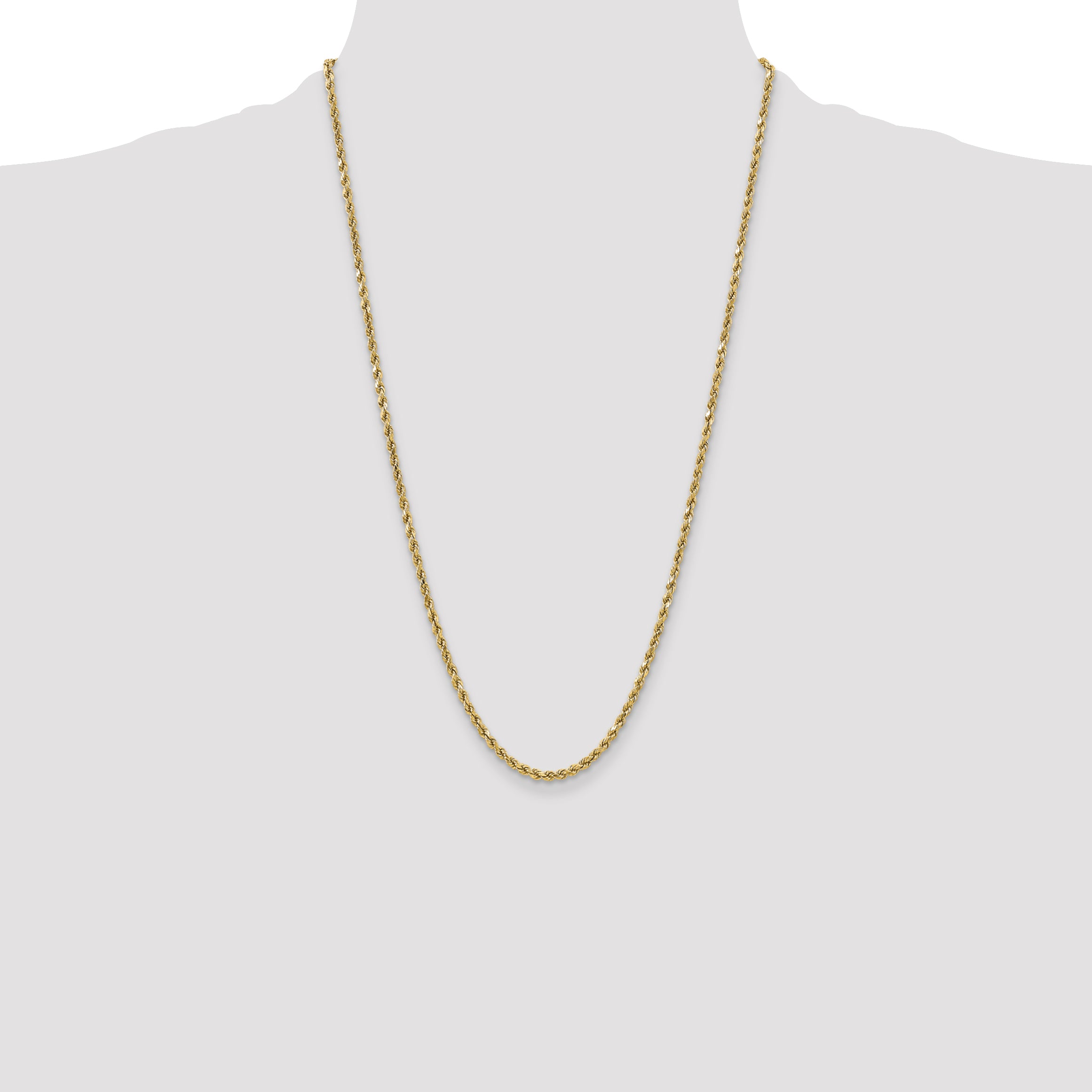 10K None 3.5mm Rope Chain Necklace - view 4