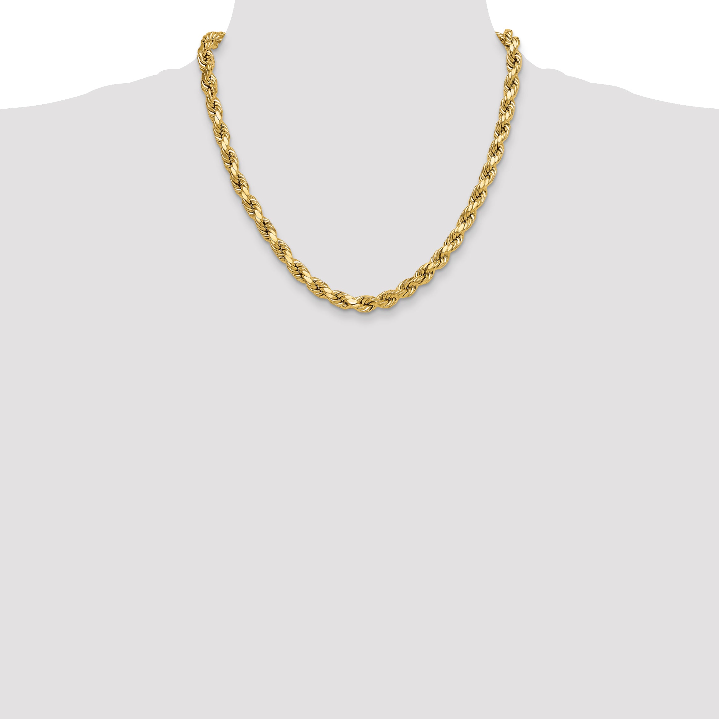 10K Yellow Gold Diamond-Cut Rope Chain Necklace 8mm