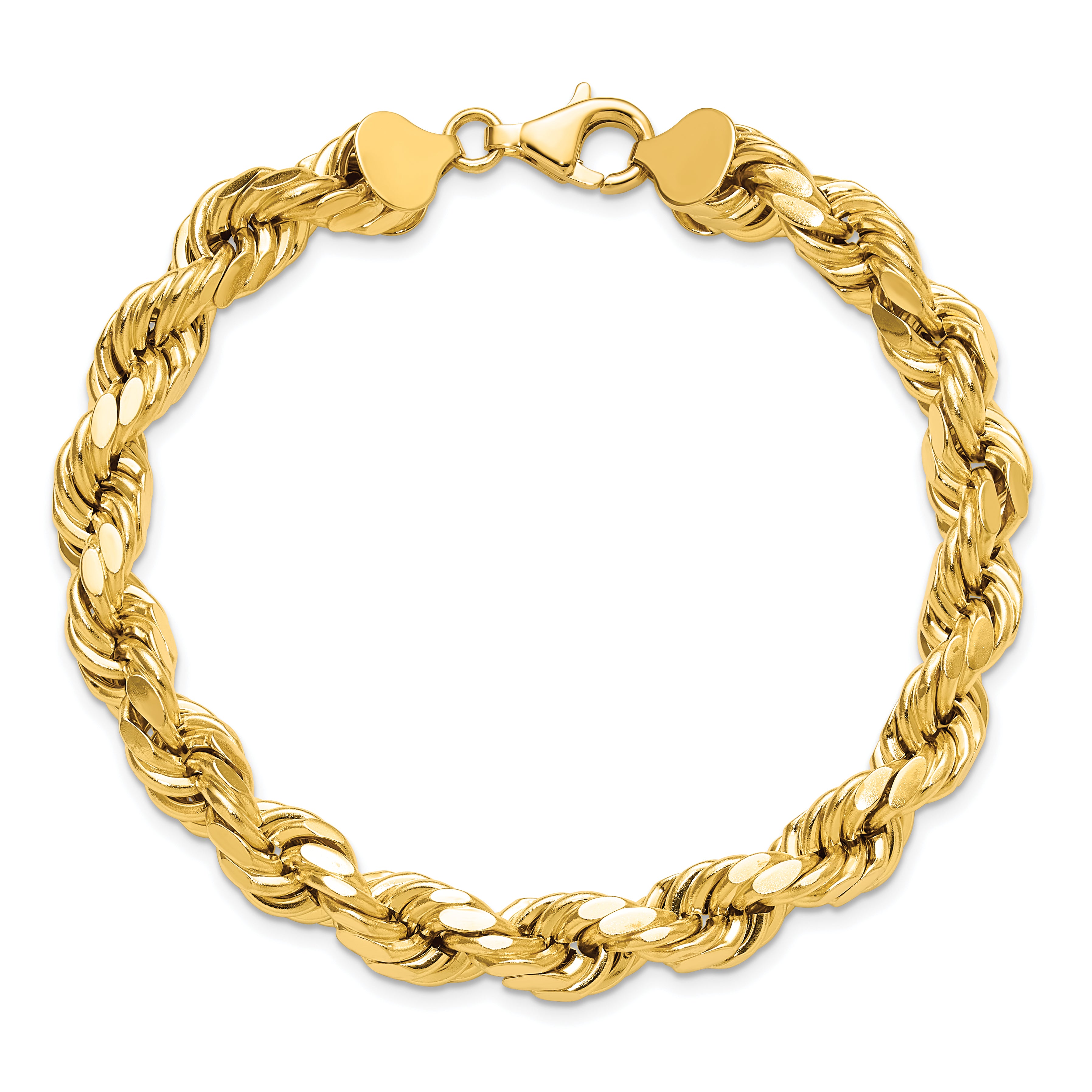 10K None 8.0mm Rope Chain Bracelet - view 4
