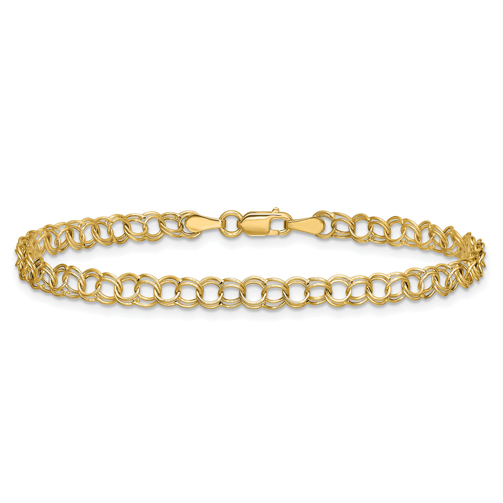 10k Hollow Double Link Charm Bracelet