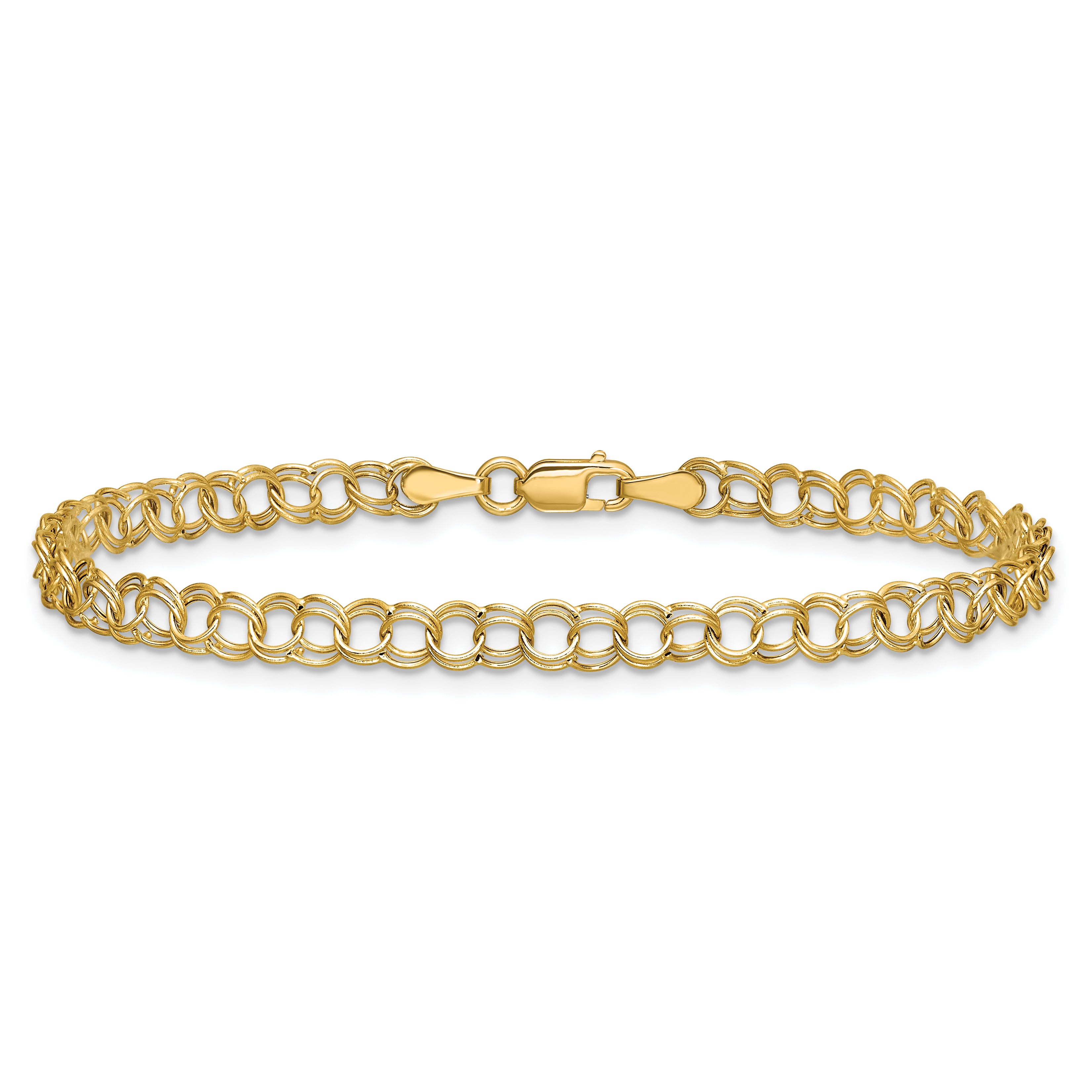 10k Hollow Double Link Charm Bracelet