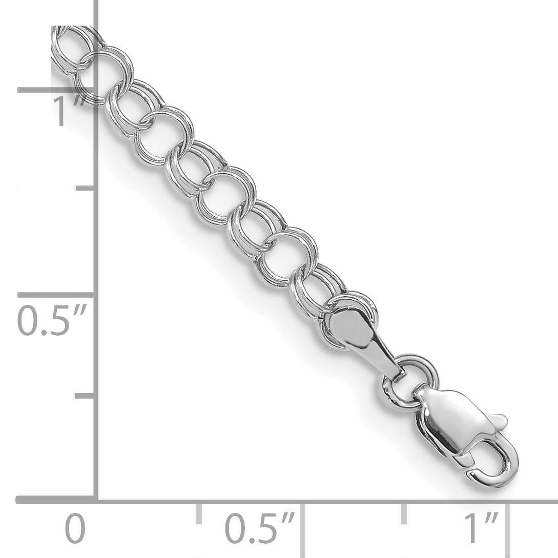 10k White Gold Hollow Double Link Charm Bracelet Secondary image