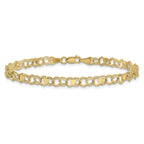 10K 4mm Solid Double Link with Hearts 7 inch Charm Bracelet - view 3