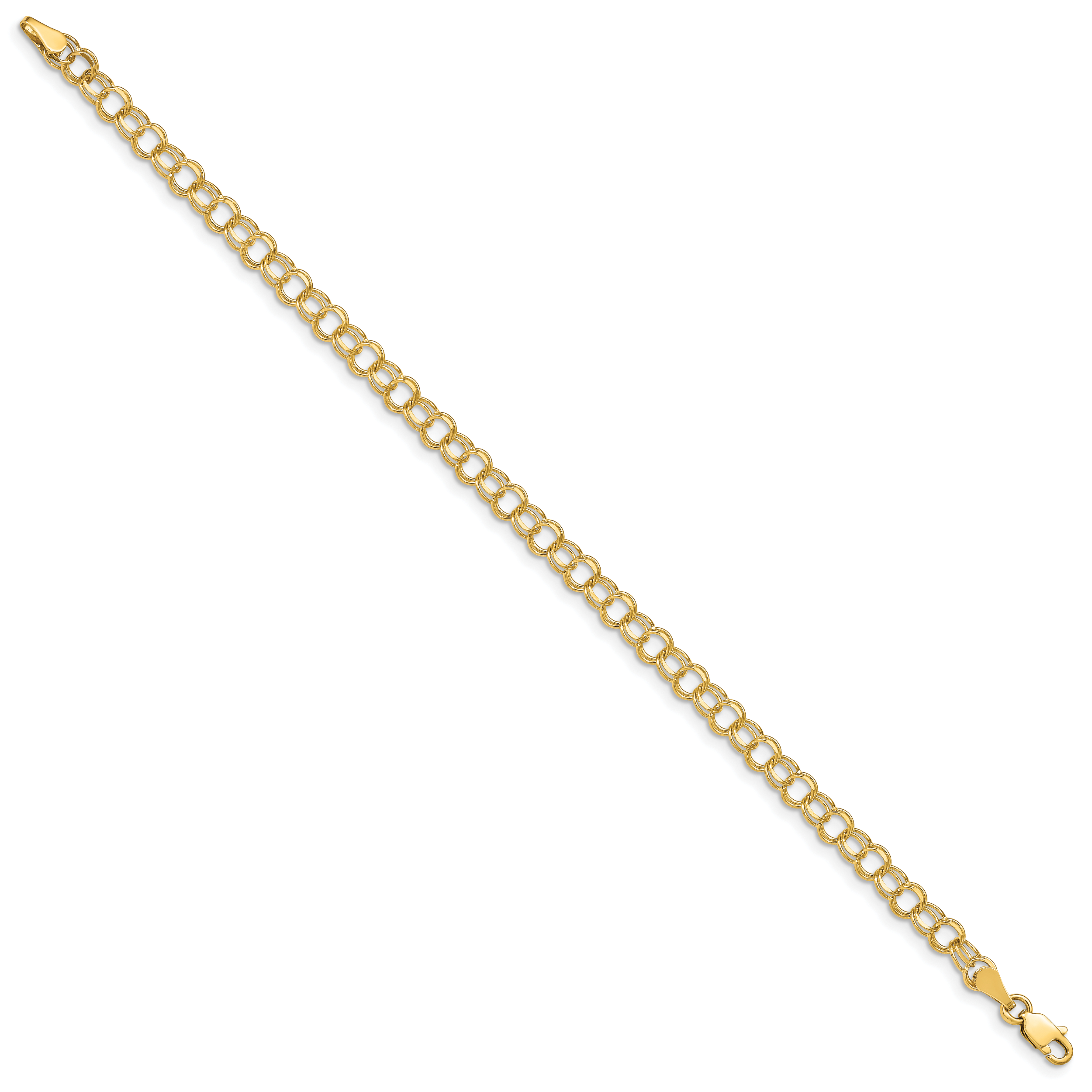 10K 4mm Solid Diamond-cut Double Link 7 inch Charm Bracelet - view 2