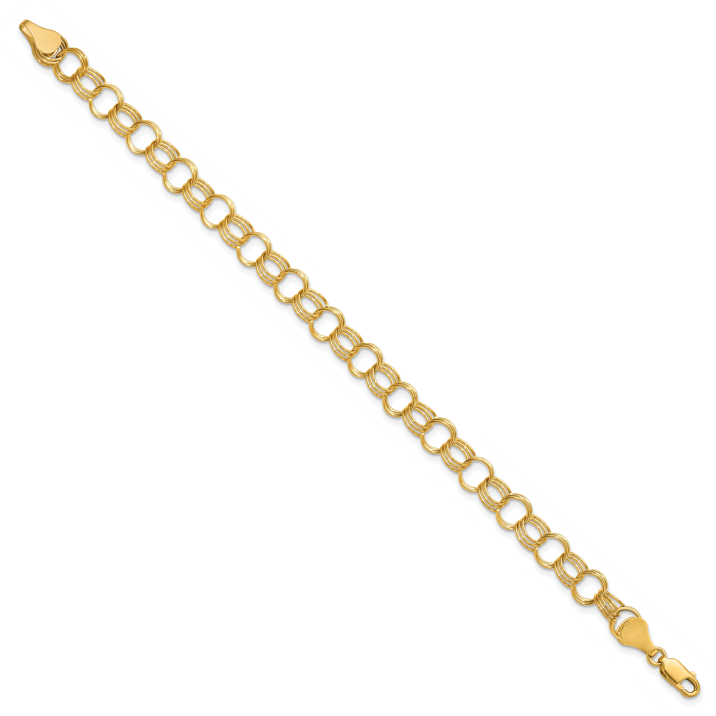 10k Solid Triple Link Charm Bracelet