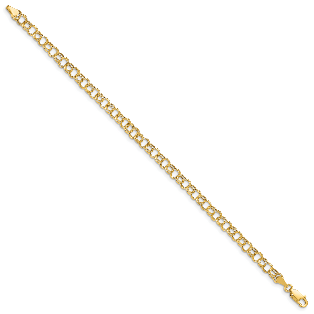 10k 5mm Hollow Double Link 8 inch Charm Bracelet