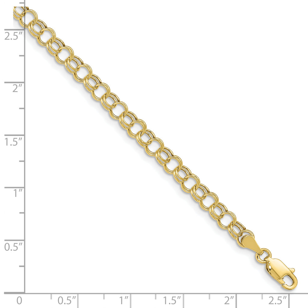 10K 5mm Hollow Double Link 7 inch Charm Bracelet - view 3