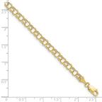 10K 5mm Hollow Double Link 7 inch Charm Bracelet - view 3