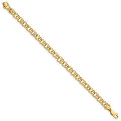10k 8in 5.5mm Solid Double Link Charm Bracelet