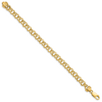 10k 8in 6.5mm Solid Double Link Charm Bracelet