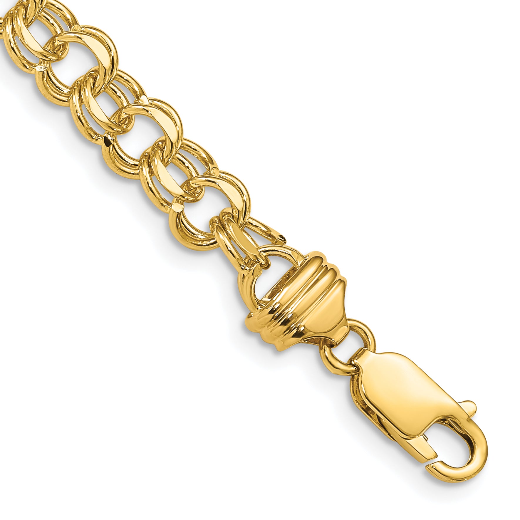 10k 8in 6.5mm Solid Double Link Charm Bracelet Main image