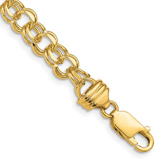 10k 7in 6.5mm Solid Double Link Charm Bracelet