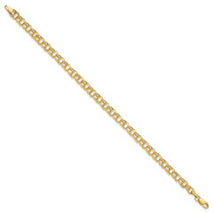 10k 6in 4.5mm Hollow Diamond-cut Double Link Charm Bracelet