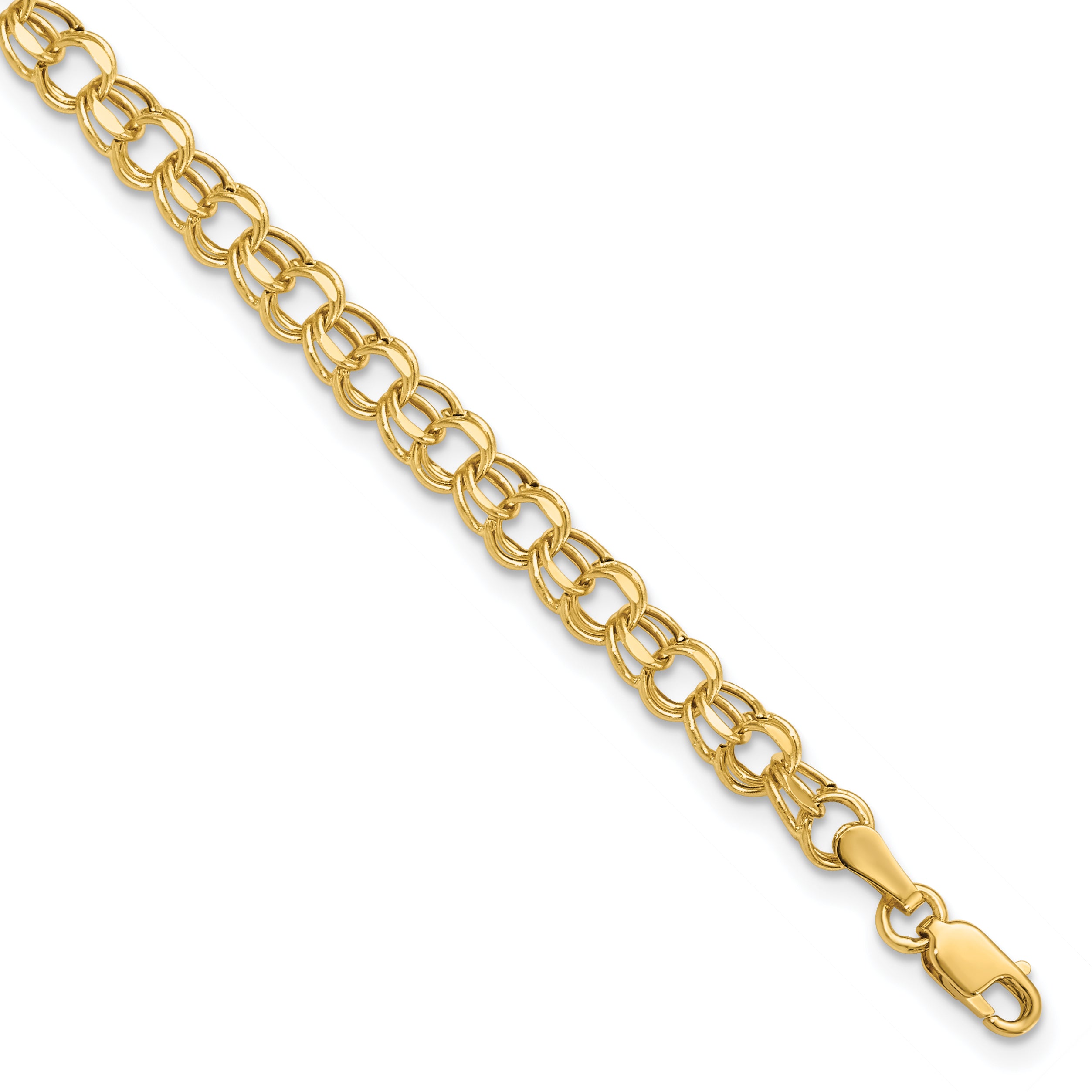 Women's 10K Yellow Gold Double Link Charm Bracelet