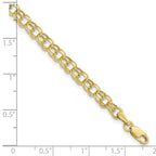 10K 4.5mm Hollow Diamond-cut Double Link 8 inch Charm Bracelet - view 3