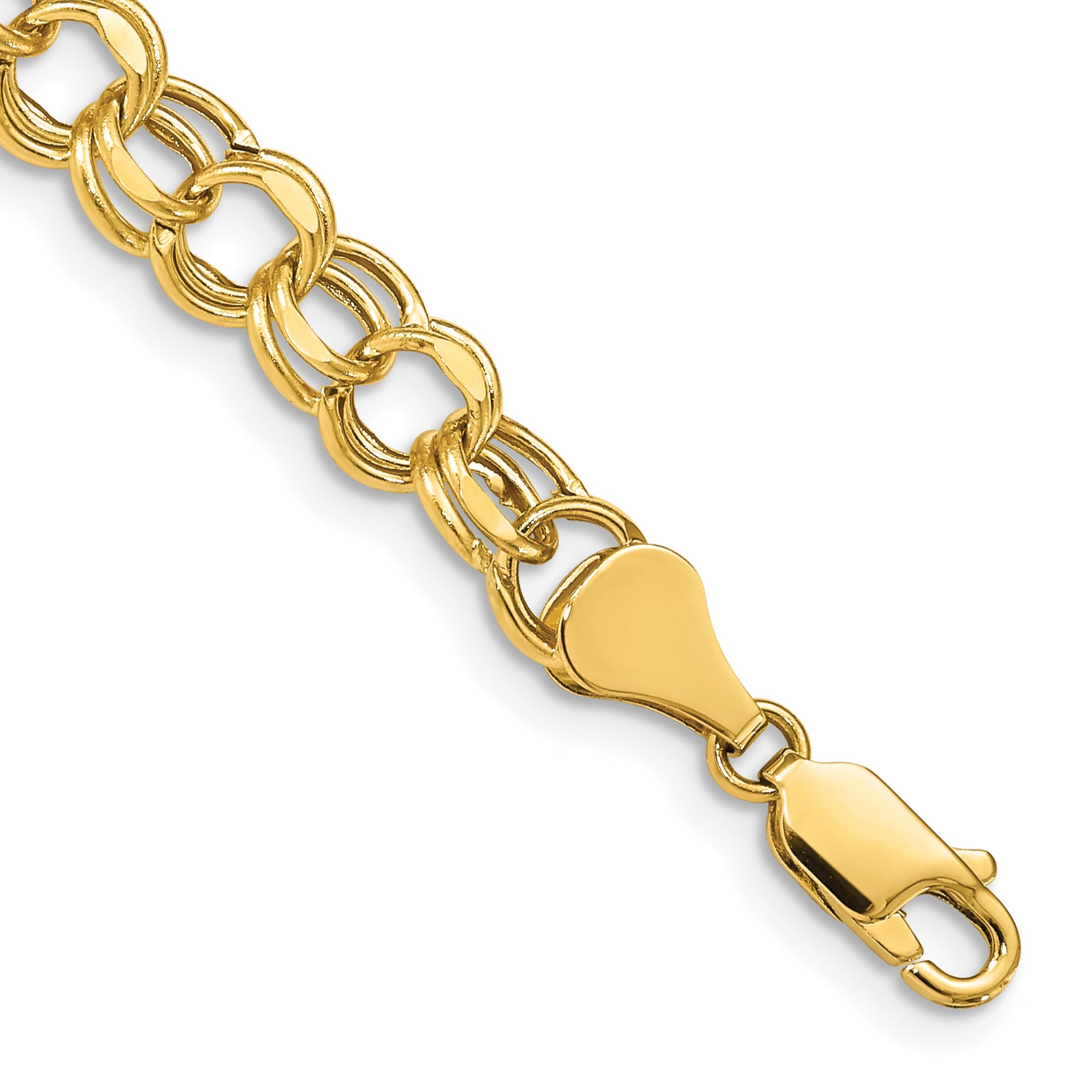 10k 8in 6.5mm Hollow Diamond-cut Double Link Charm Bracelet Main image