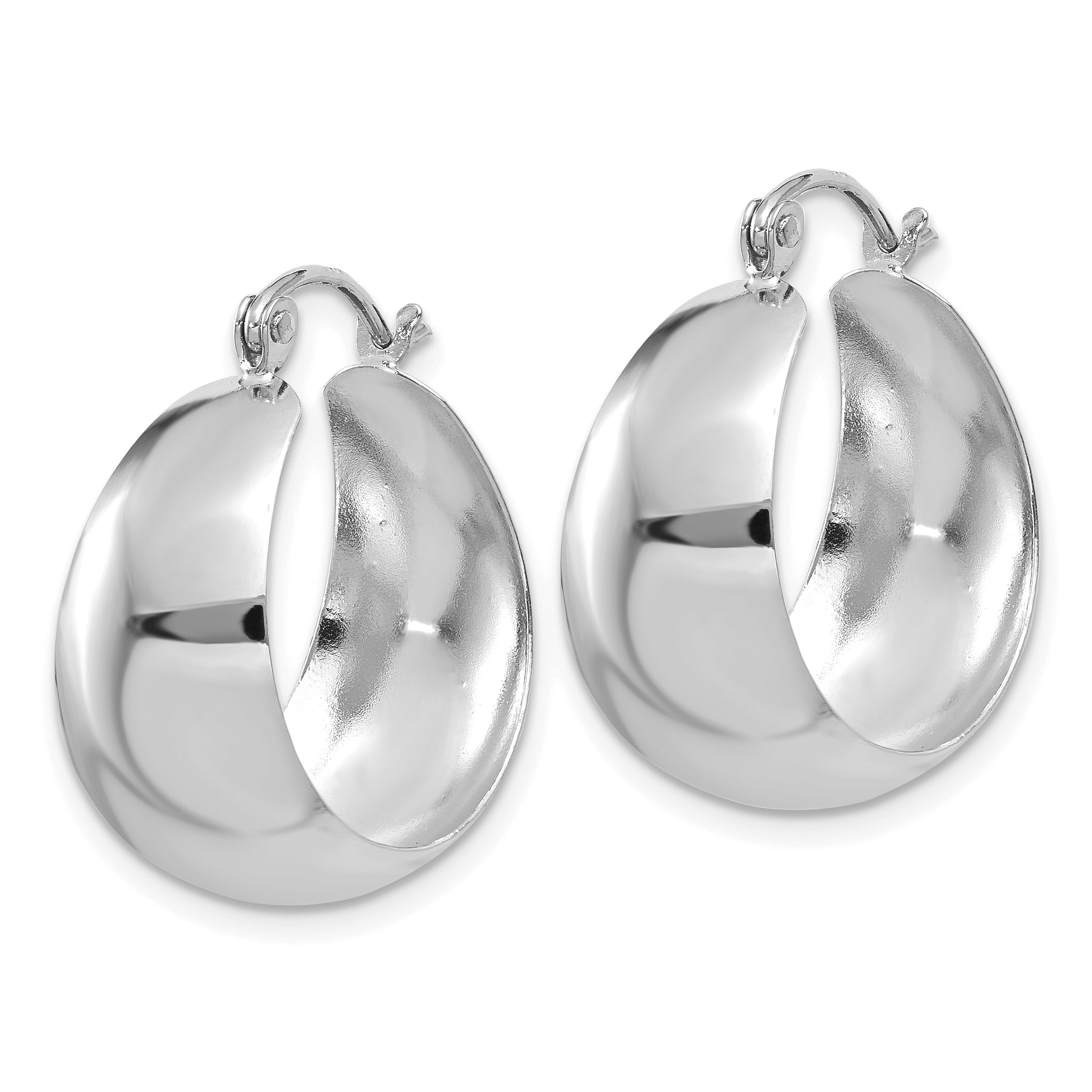 10k White Gold Polished 10.5mm Tapered Hoop Earrings Secondary image