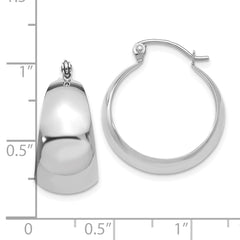 10k White Gold Polished 10.5mm Tapered Hoop Earrings