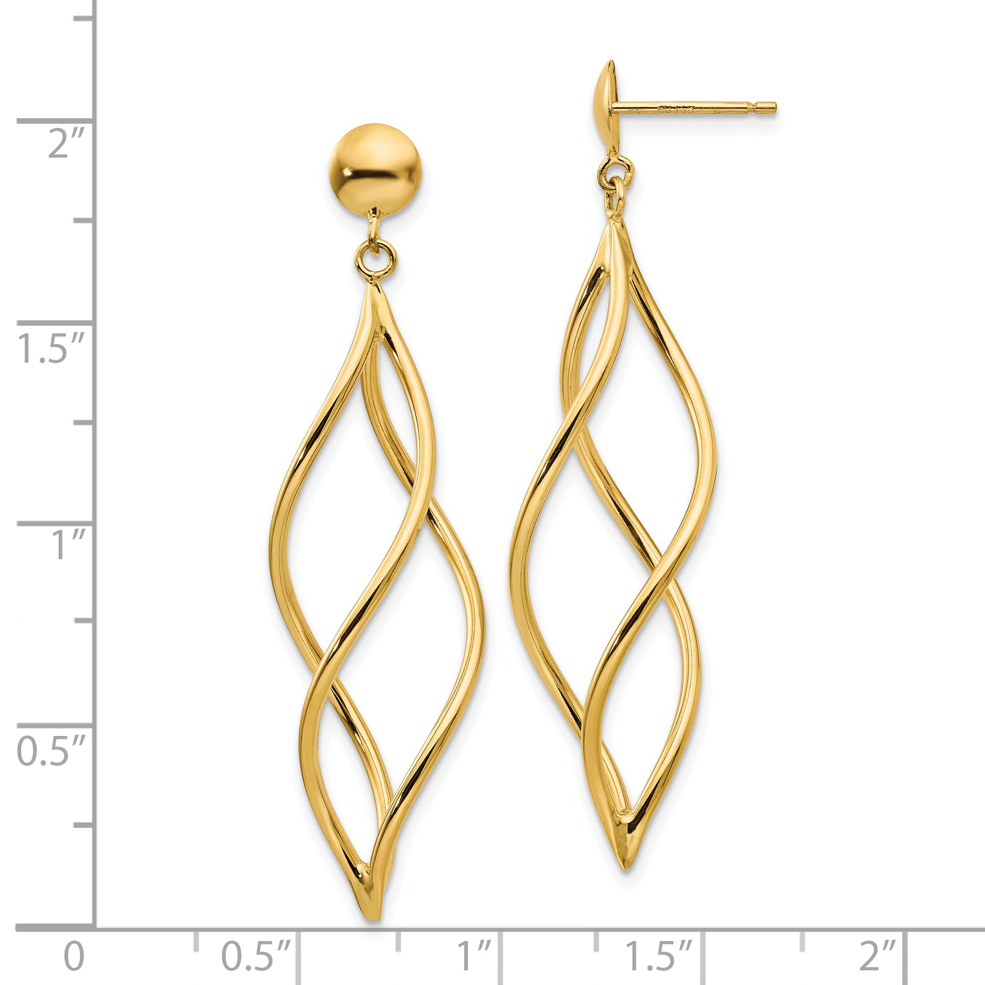 10k Curved Tube Dangle Earrings