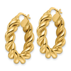 10ky Polished 5.3mm Hollow Twisted Round Hoop Earrings
