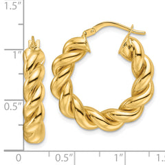 10ky Polished 5.3mm Hollow Twisted Round Hoop Earrings