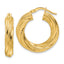 10ky Polished 4.7mm Textured Twist Round Hoop Earrings