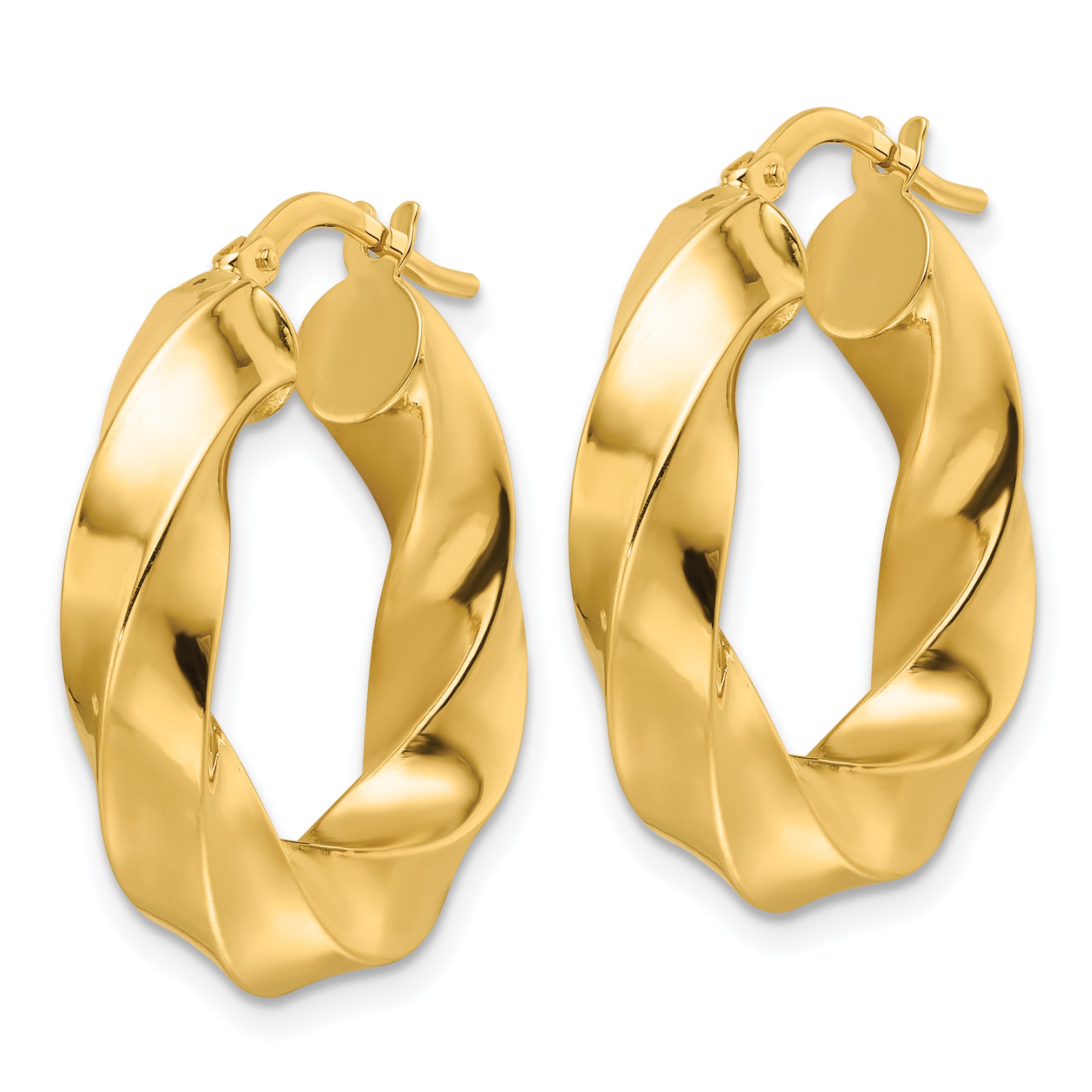10ky Polished 5.25mm Hollow Twisted Round Hoop Earrings