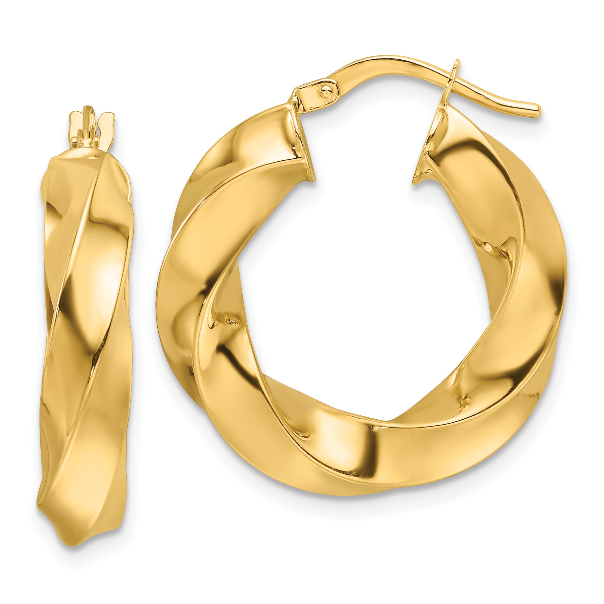 10ky Polished 5.25mm Hollow Twisted Round Hoop Earrings Main image